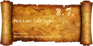 Metian Tünde névjegykártya